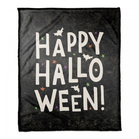 Happy Halloween Bats and Stars 50x60 Coral Fleece Blanket