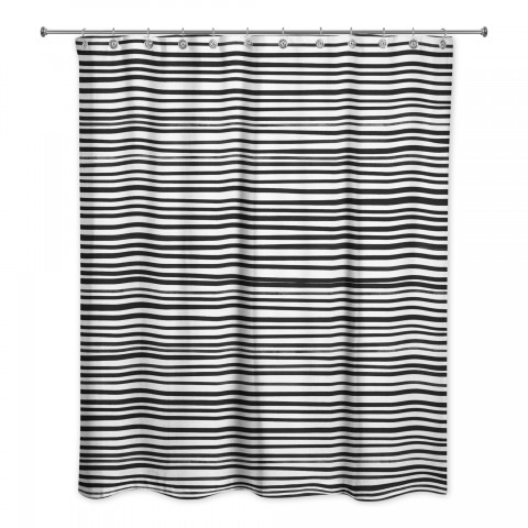 Abstract Black Stripes 71x74 Shower Curtain