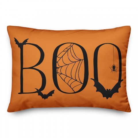 Boo Bat and Web 14x20 Spun Poly Pillow