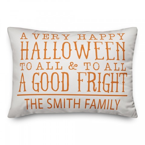 Happy Halloween Family Name 14x20 Personalized Spun Poly Pillow