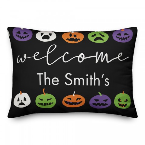 Boo Pumpkin Pattern Family Name 14x20 Personalized Spun Poly Pillow