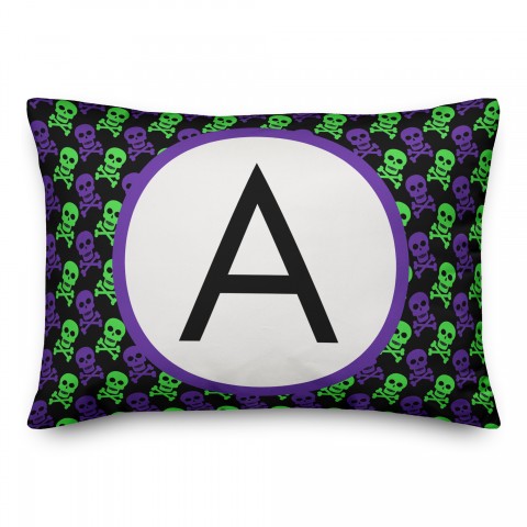 Skull and Crossbones Pattern Monogram 14x20 Personalized Spun Poly Pillow