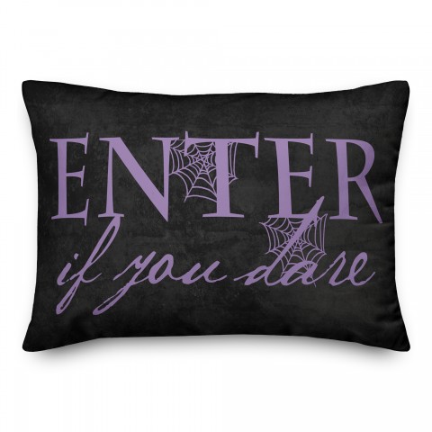 Enter if You Dare Black and Purple 14x20 Spun Poly Pillow
