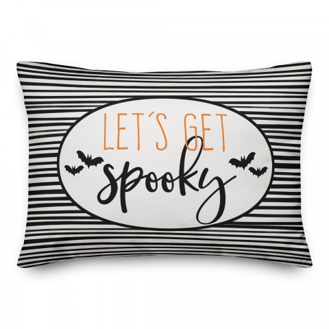 Lets Get Spooky Black Stripes 14x20 Spun Poly Pillow