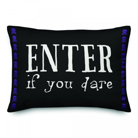 Skull and Crossbone Enter if You Dare 14x20 Spun Poly Pillow