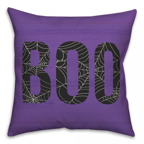 Boo Spiderweb Purple 18x18 Spun Poly Pillow