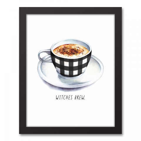Witches Brew Coffee Cup 11x14 Black Framed Canvas