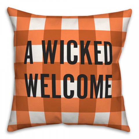 A Wicked Welcome Buffalo Check 18x18 Indoor / Outdoor Pillow