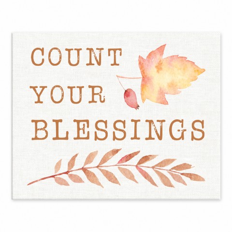 Count Your Blessings Fall Leaves 8x10 Tabletop Canvas