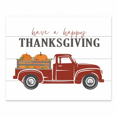 Happy Thanksgiving Pumpkin Truck 8x10 Tabletop Canvas