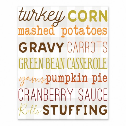 Thanksgiving Menu Colorful 8x10 Tabletop Canvas