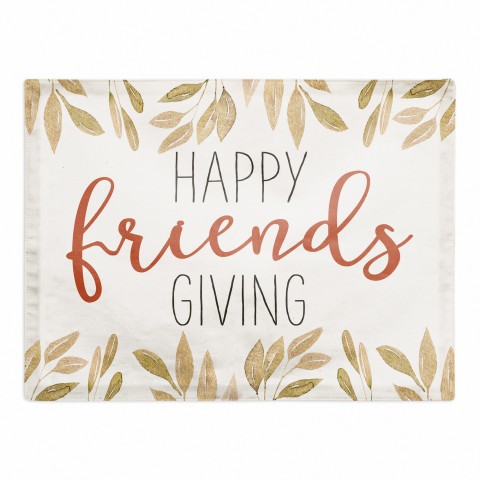 Happy Friendsgiving Gold Leaves 18x14 Poly Twill Placemat