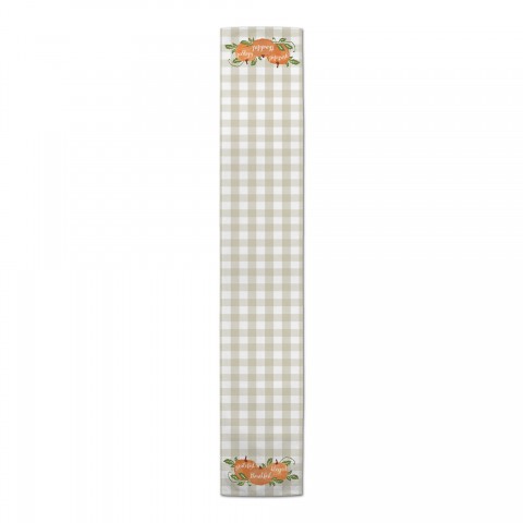 Grateful Thankful Blessed Plaid Pumpkins 16x90 Poly Twill Table Runner