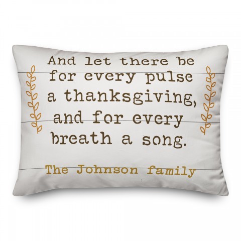 Let There Be Thanksgiving Family Name 14x20 Personalized Spun Poly Pillow