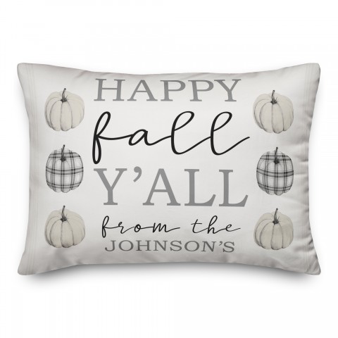 Happy Fall Yall Family Name 14x20 Personalized Spun Poly Pillow