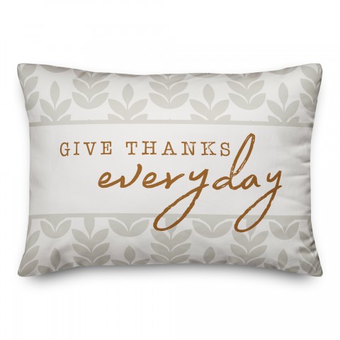 Give Thanks Everyday Leaf Pattern 14x20 Spun Poly Pillow