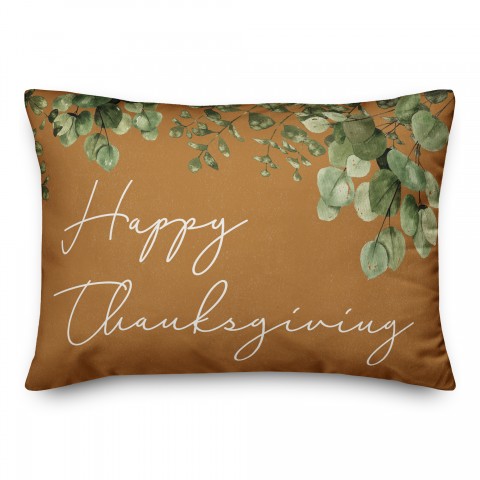 Happy Thanksgiving Eucalyptus 14x20 Spun Poly Pillow