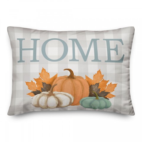Home Fall Pumpkin Orange Teal 14x20 Spun Poly Pillow