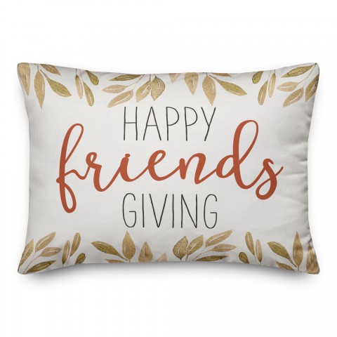 Happy Friendsgiving Gold Leaves 14x20 Spun Poly Pillow