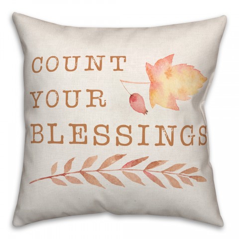 Count Your Blessings Fall Leaves 18x18 Spun Poly Pillow