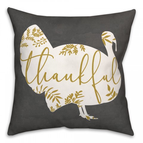 Thankful Turkey Leaves 18x18 Spun Poly Pillow