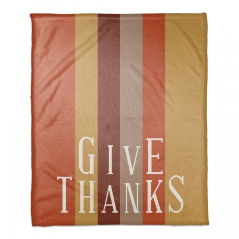 Give Thanks Stripes 50x60 Coral Fleece Blanket