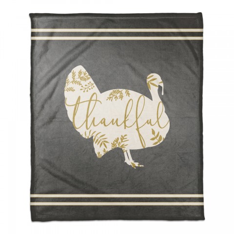 Thankful Turkey Leaves 50x60 Coral Fleece Blanket