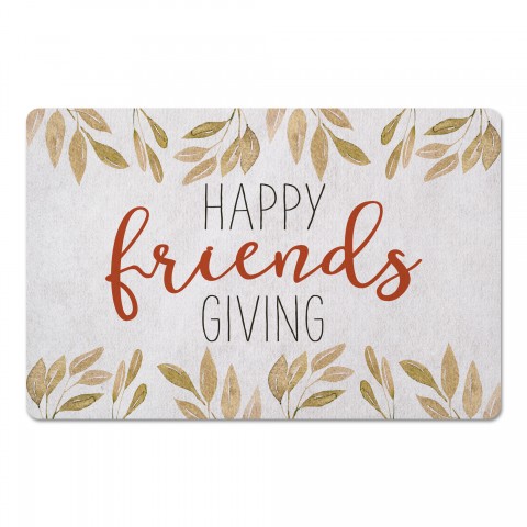 Happy Friendsgiving Gold Leaves 27x18 Floor Mat
