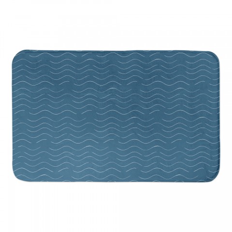 Simple Wave Pattern Blue 34x21 Bath Mat