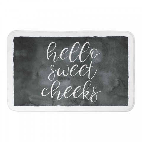 Hello Sweet Cheeks Black Watercolor 34x21 Bath Mat