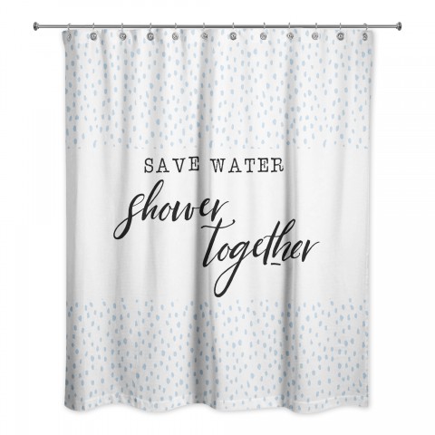 Save Water Shower Together 71x74 Shower Curtain