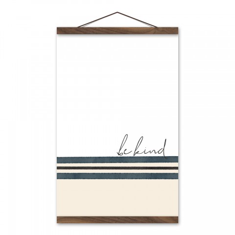 Be Kind Stripes 12x18 Teak Hanging Canvas