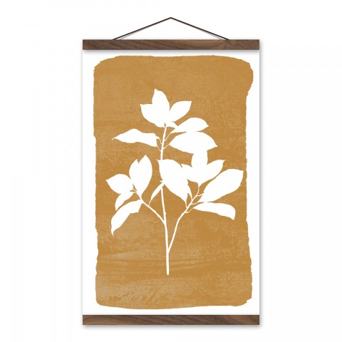 Yellow Texture Leaves 12x18 Teak Hanging Canvas