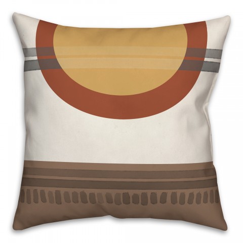 Yellow Circle Brown Boho 18x18 Spun Poly Pillow