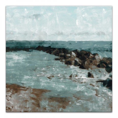 Watercolor Beach Abstract 20x20 Canvas Wall Art