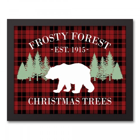 Frosty Forest Christmas Trees 11x14 Black Framed Canvas