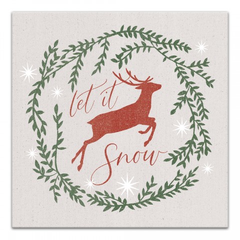 Let it Snow Reindeer Wreath 16x16 Canvas Wall Art