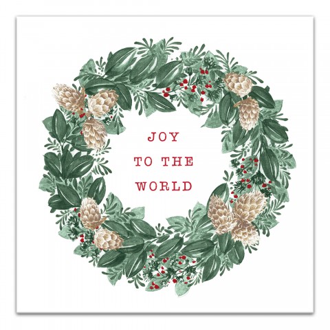 Joy to the World Wreath 20x20 Canvas Wall Art
