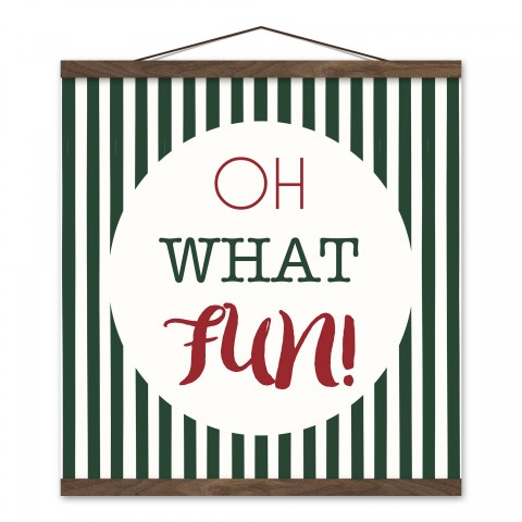 Oh What Fun 16x16 Teak Hanging Canvas