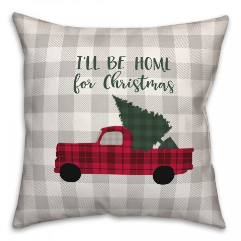Christmas Tree Truck 18x18 Spun Poly Pillow
