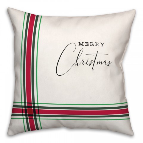 Merry Christmas Plaid  18x18 Spun Poly Pillow