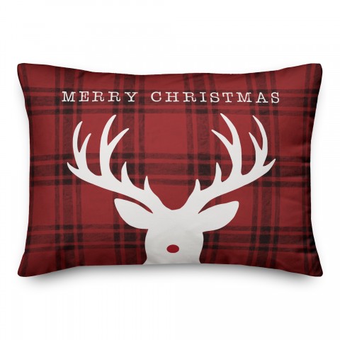 Merry Christmas Deer 14x20 Spun Poly Pillow