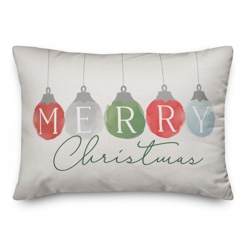 Merry Christmas Watercolor Ornaments 14x20 Spun Poly Pillow