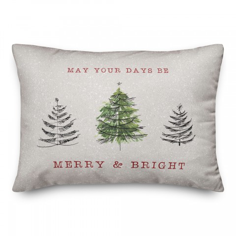 Speckle Sketch Christmas Trees 14x20 Spun Poly Pillow