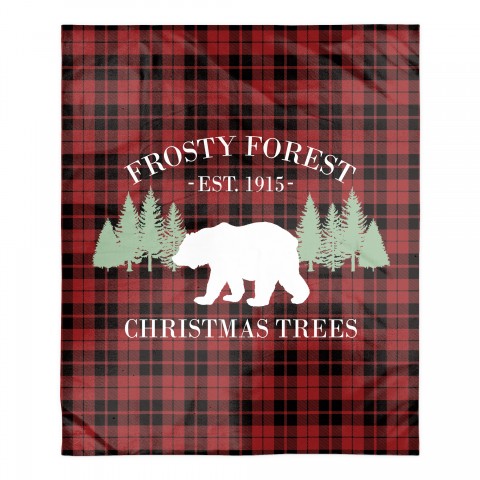 Frosty Forest Christmas Trees 50x60 Sherpa Fleece Blanket