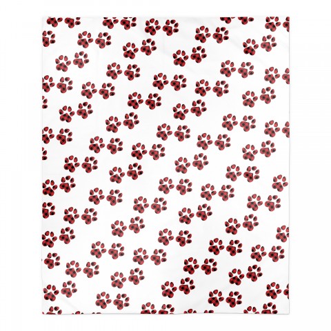 Plaid Paw Print Pattern 50x60 Sherpa Fleece Blanket