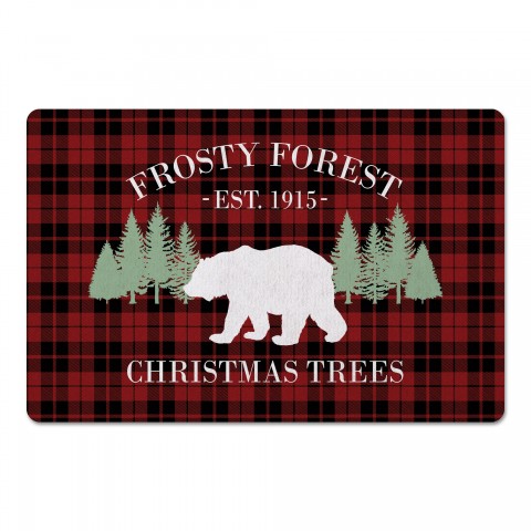 Frosty Forest Christmas Trees 27x18 Floor Mat