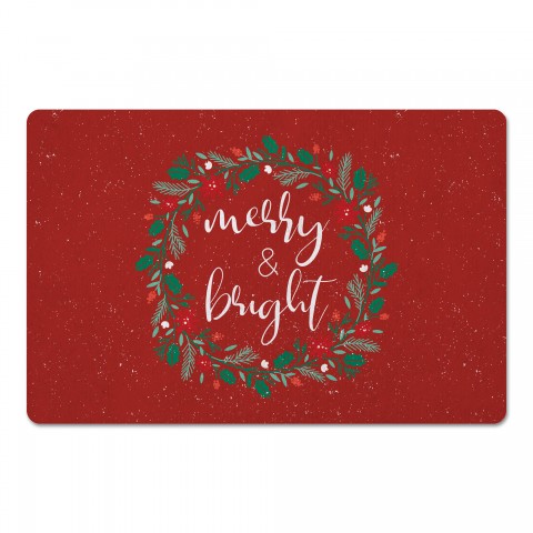 Merry and Bright Wreath 27x18 Floor Mat