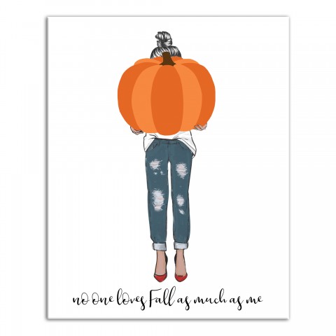 Pumpkin Girl 8x10 Canvas Wall Art