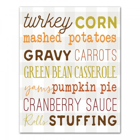 Thanksgiving Menu 8x10 Canvas Wall Art